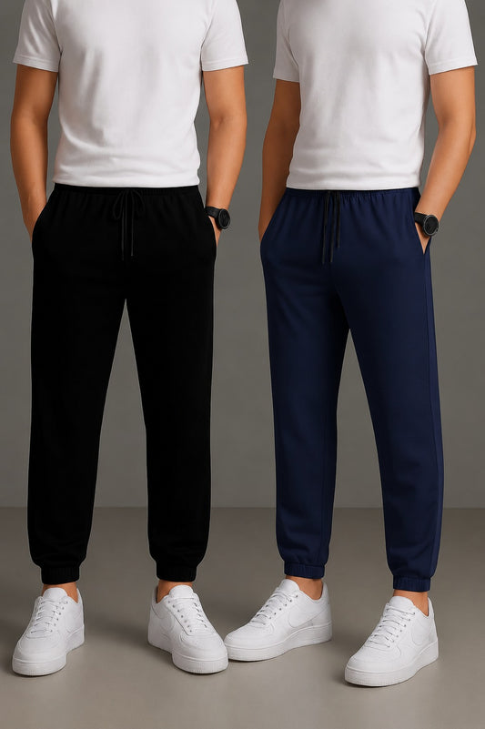 Men's Casual Track Pants (Pack of 2) | Soft Stretch Sports Joggers | Lightweight Daily Wear