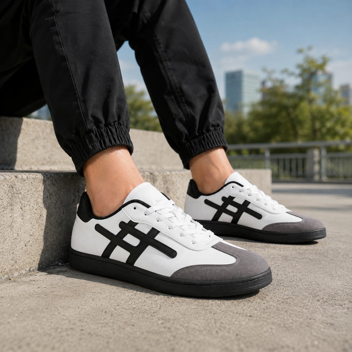 ANJRS Men's Casual Sneakers | Lightweight Everyday Walking & Running Shoes | Comfortable Lace-Up Sports Shoes