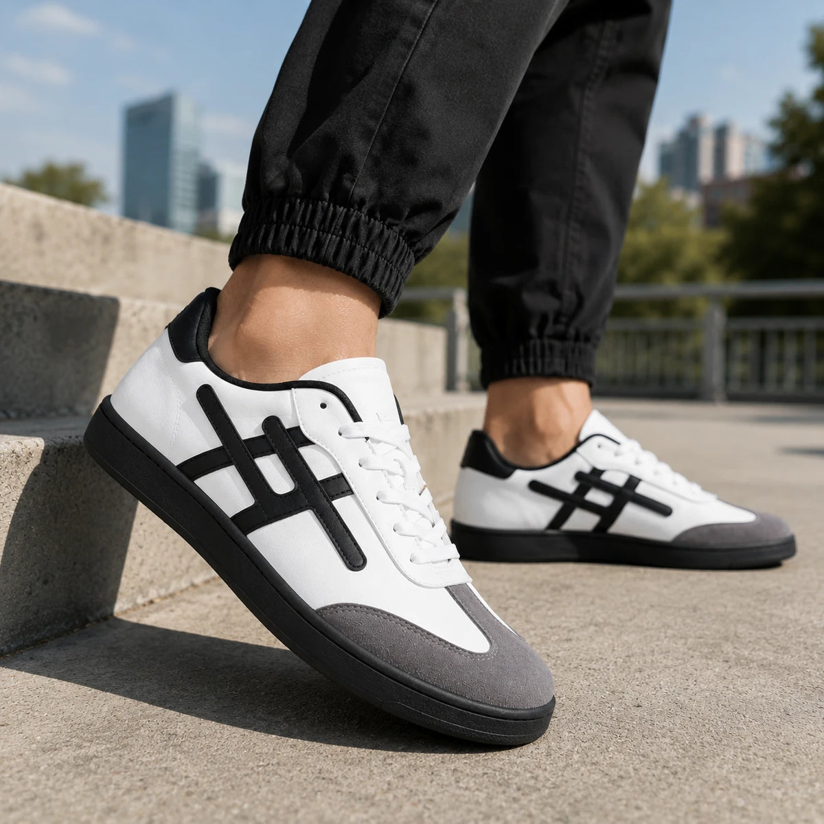 ANJRS Men's Casual Sneakers | Lightweight Everyday Walking & Running Shoes | Comfortable Lace-Up Sports Shoes