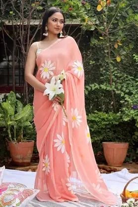 Women's Linen Cotton Printed Saree | Soft Lightweight Casual & Festive Wear Saree