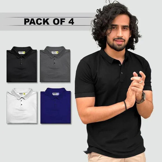 Men's Polo T-Shirts (Pack of 4) | Cotton Blend Casual Polo Tees | Assorted Colors