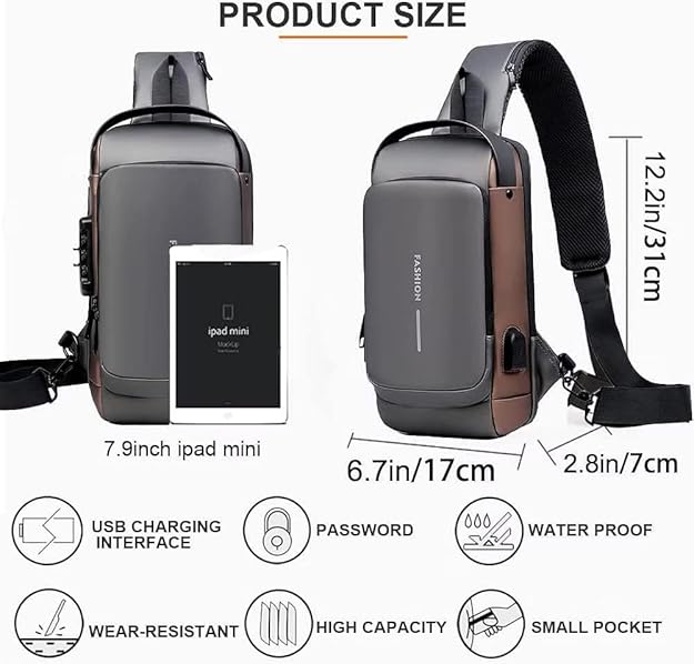 Waterproof Anti-Theft Sling Bag | USB Charging Crossbody Backpack | Travel & Office Shoulder Bag