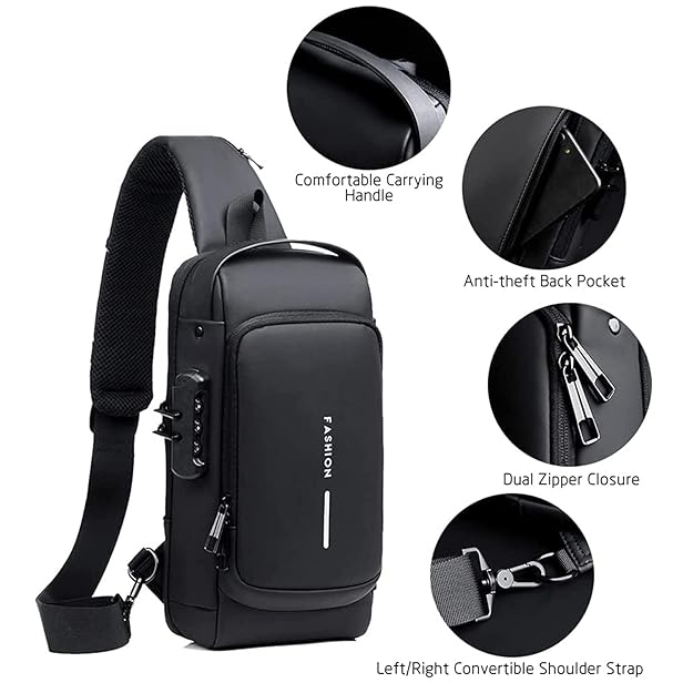 Waterproof Anti-Theft Sling Bag | USB Charging Crossbody Backpack | Travel & Office Shoulder Bag