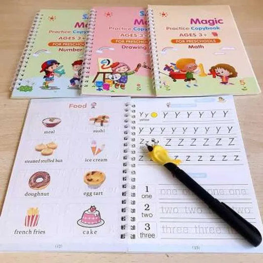 Magic Practice Copybook Set | Reusable Handwriting Books with Pen & Refills for Kids