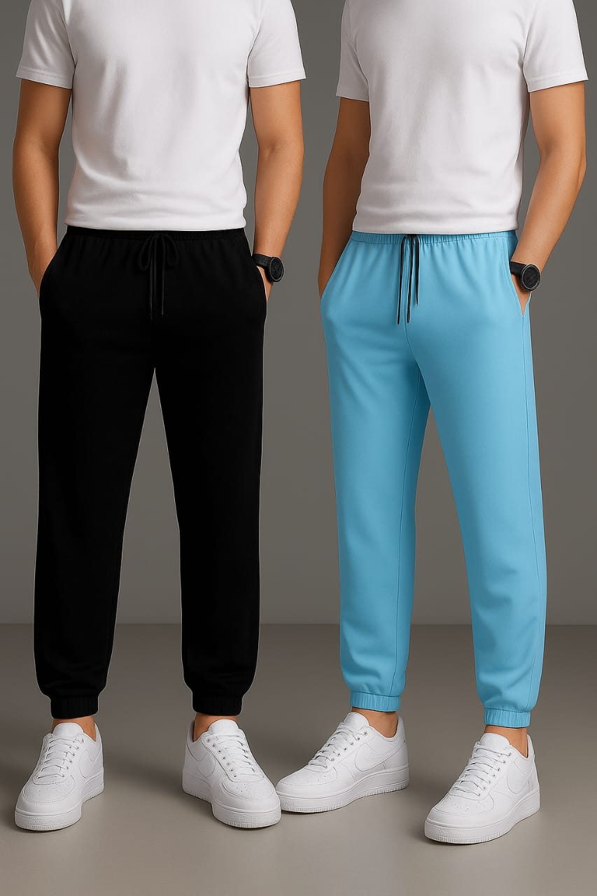Men's Track Pants (Pack of 2) | Comfortable Sports & Casual Wear | Stretchable Everyday Joggers